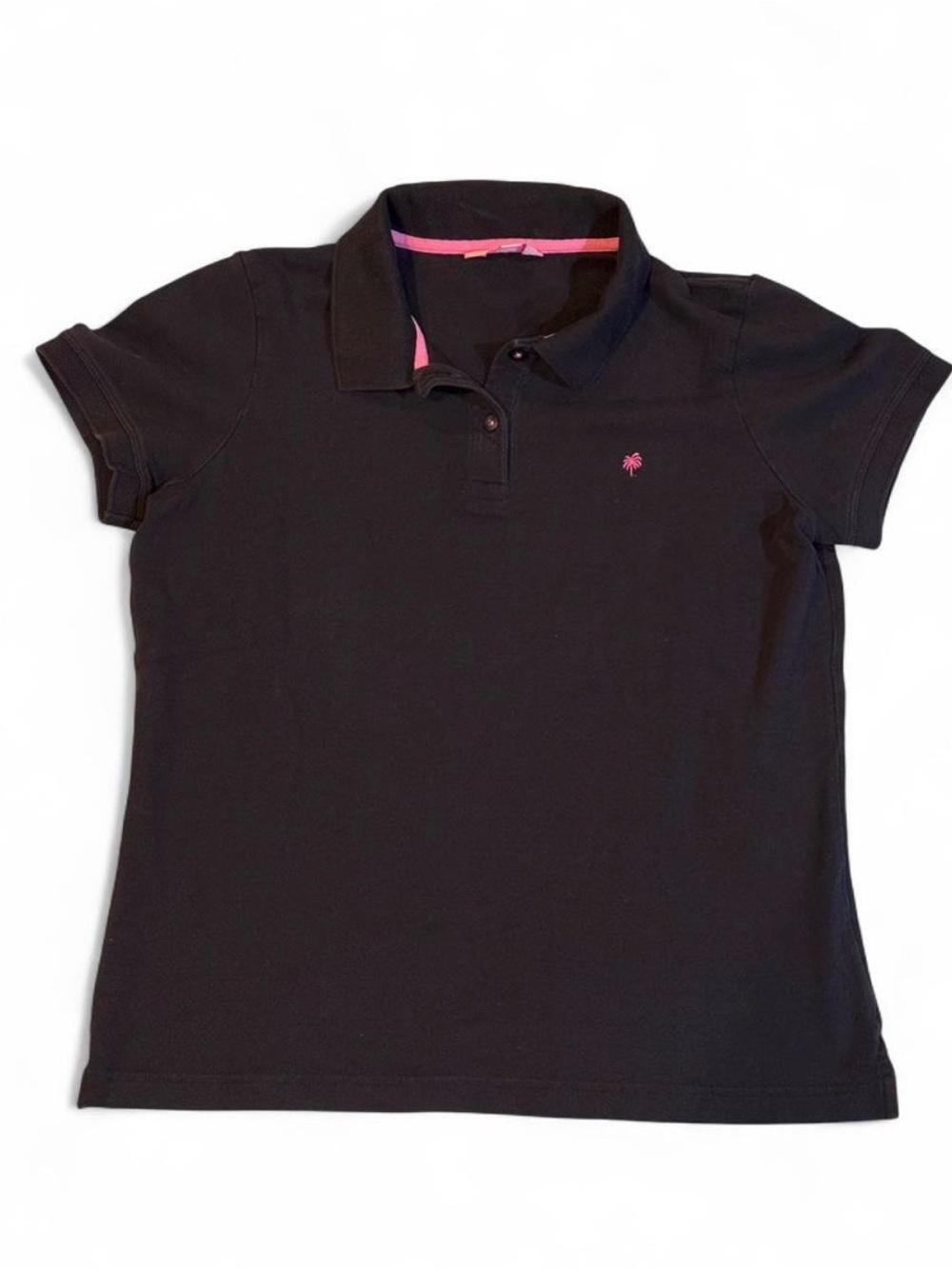 Like new Lilly Pulitzer black polo shirt with pink logo